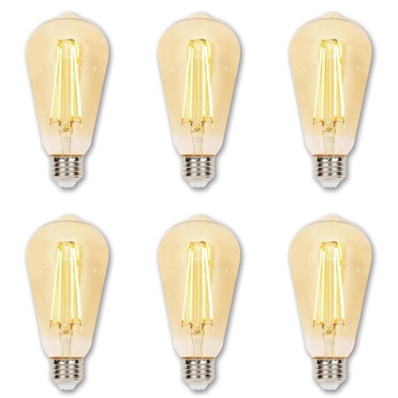 Westinghouse Bulb LED Dimmablemable 6.5W 120V ST20 Filament 2200K Amber E26 Med Base, 6PK 5317820